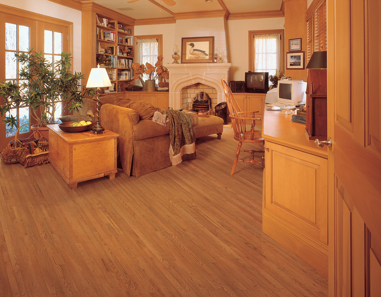 Gunstock flooring, shown in a room