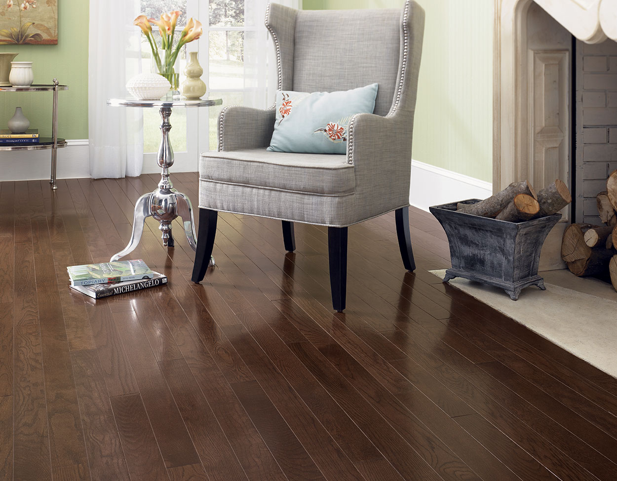 Dark Chocolate flooring, shown in a room