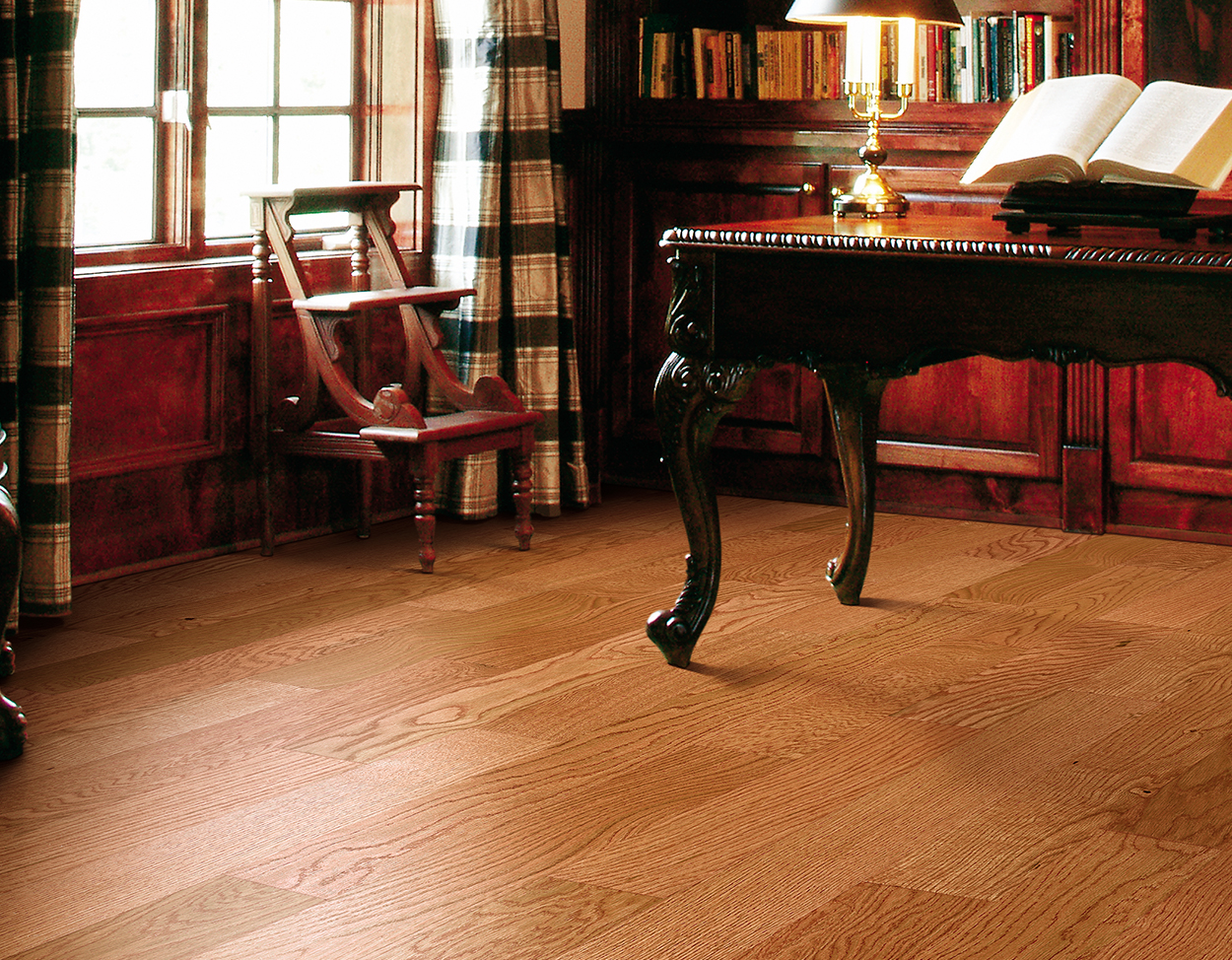 Gunstock flooring, shown in a room