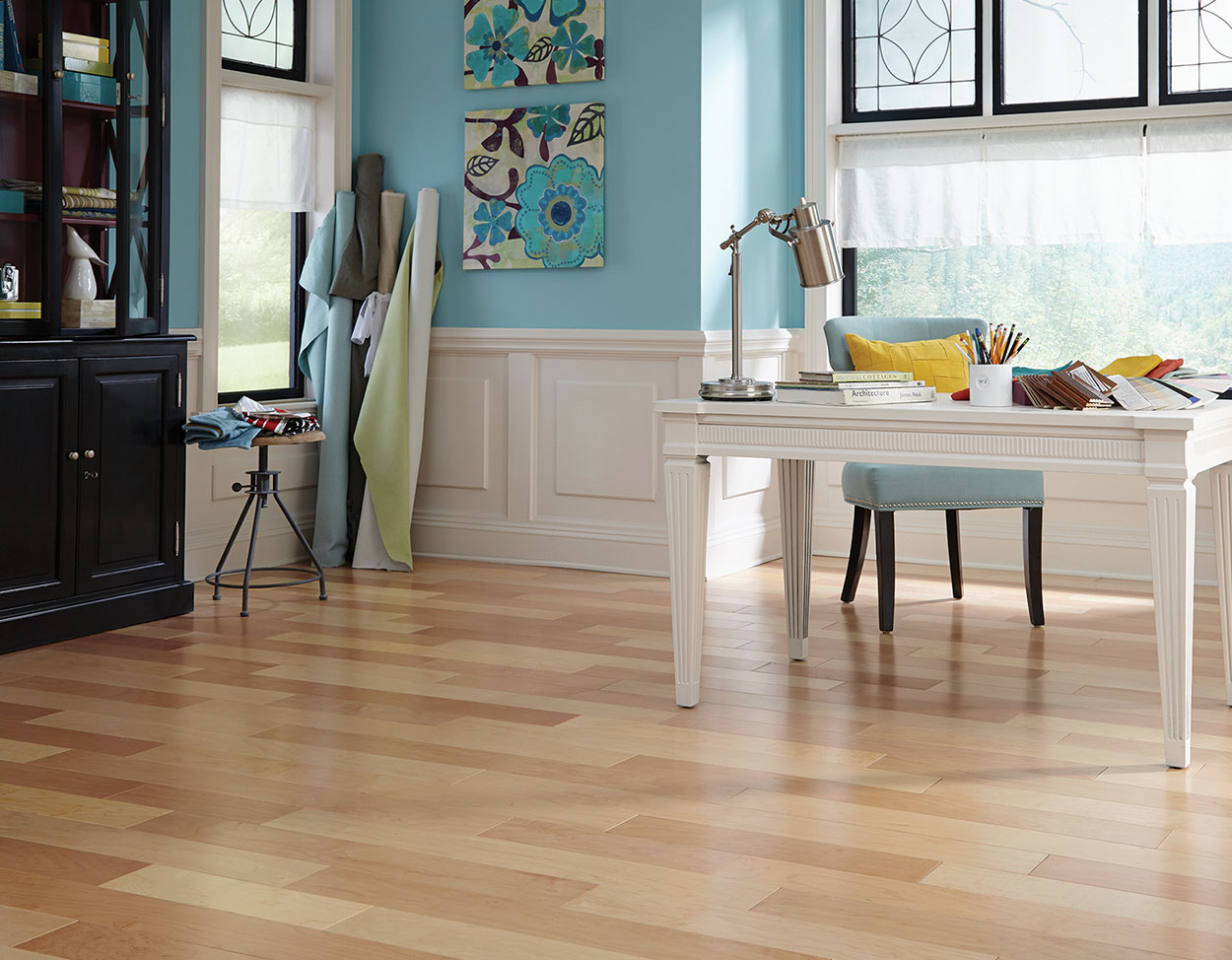 Natural flooring, shown in a room