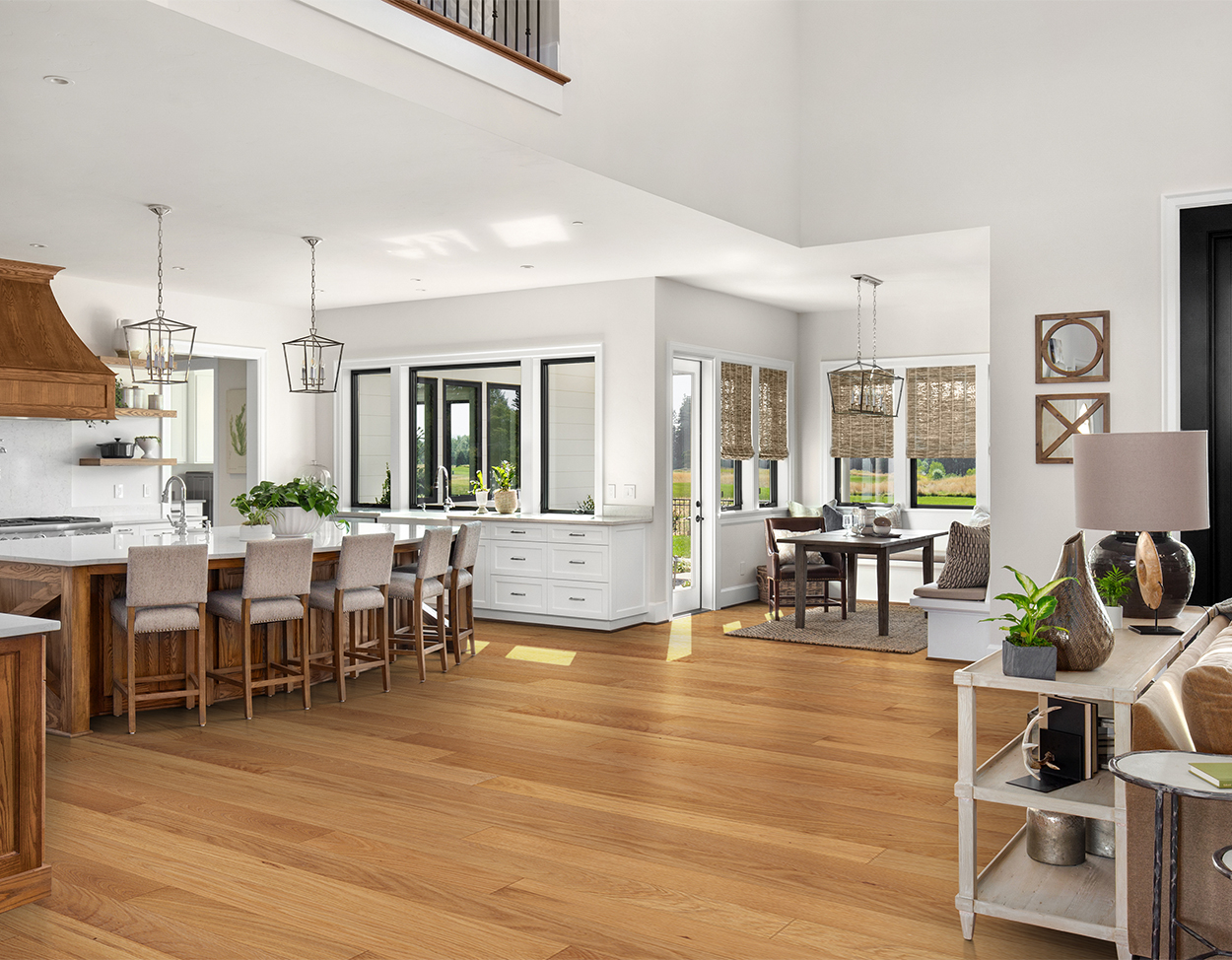 Natural flooring, shown in a room