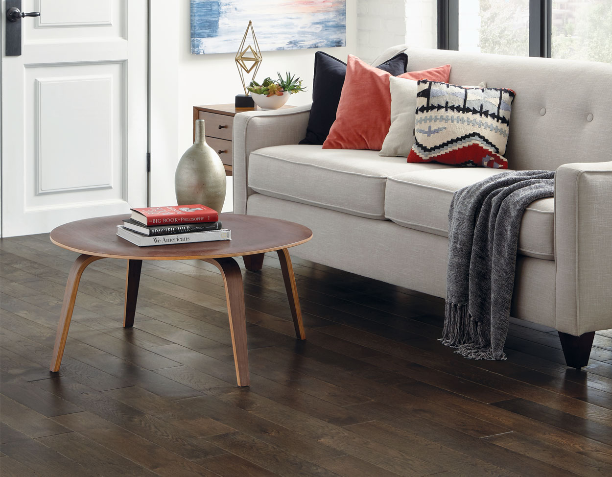 Harbor Mist flooring, shown in a room