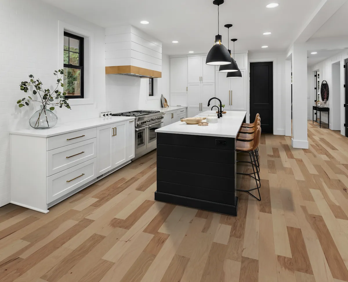 Natural flooring, shown in a room