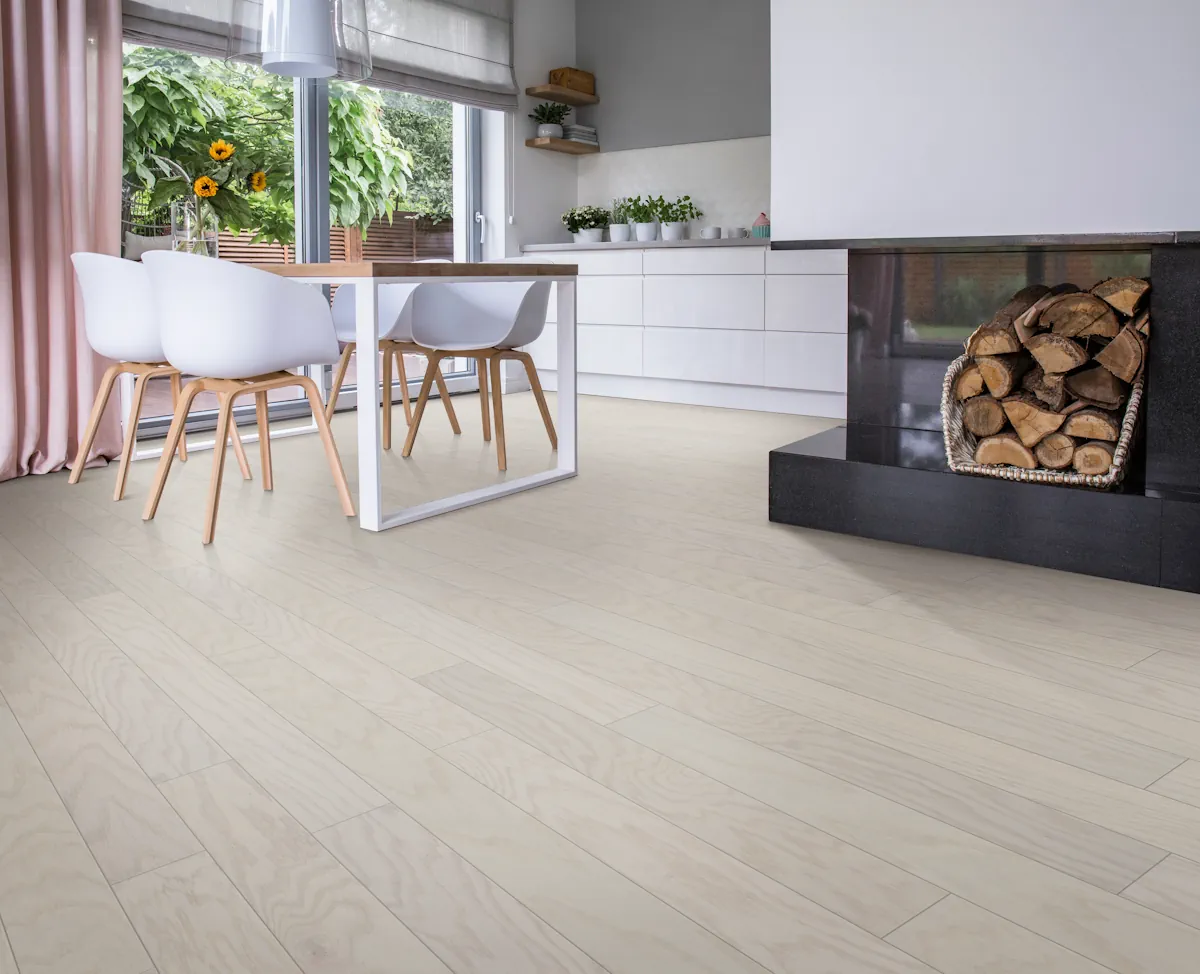 Polar Dawn flooring, shown in a room