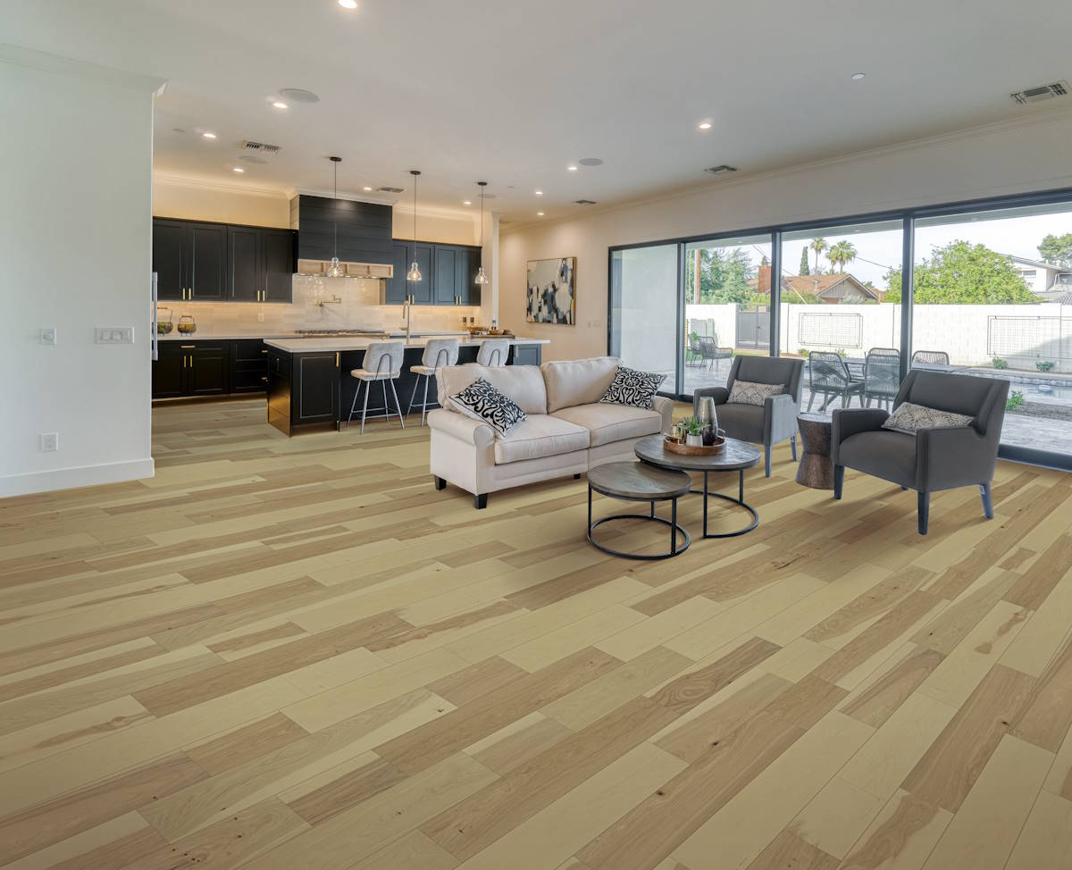 Natural flooring, shown in a room
