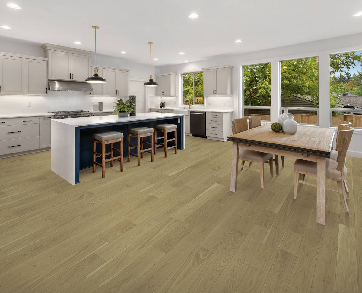 Natural flooring, shown in a room