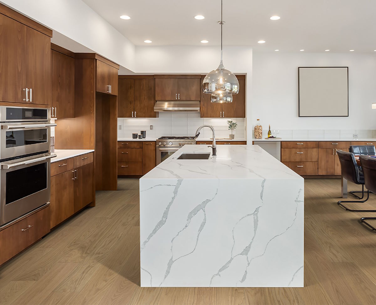White Oak Natural flooring, shown in a room